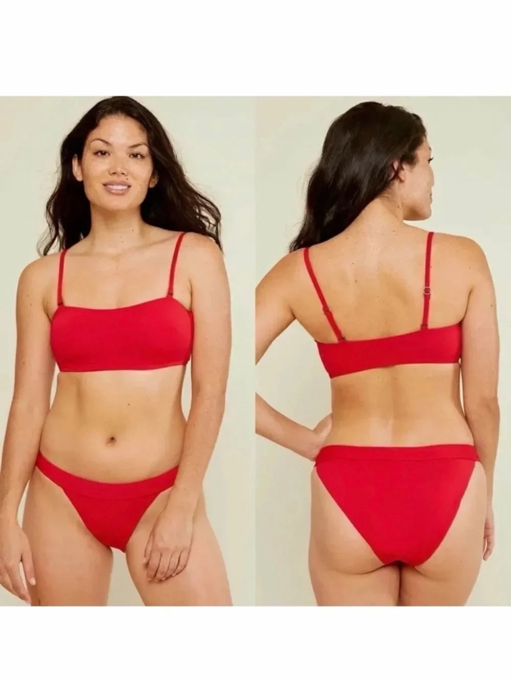 Andie Swim The Banded Cheeky Bikini Bottom Cherry Red NWT XS M